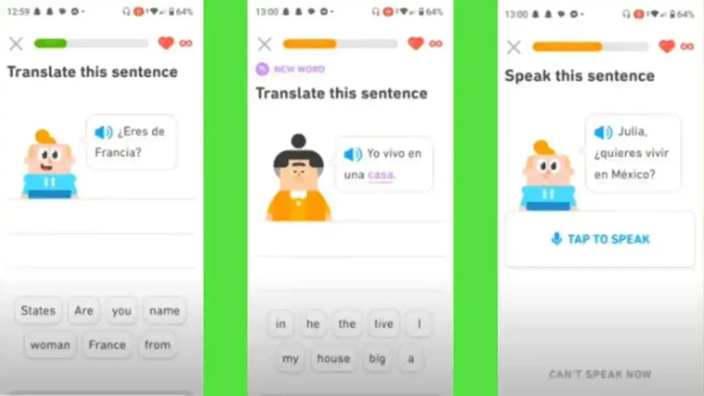 sections in duolingo